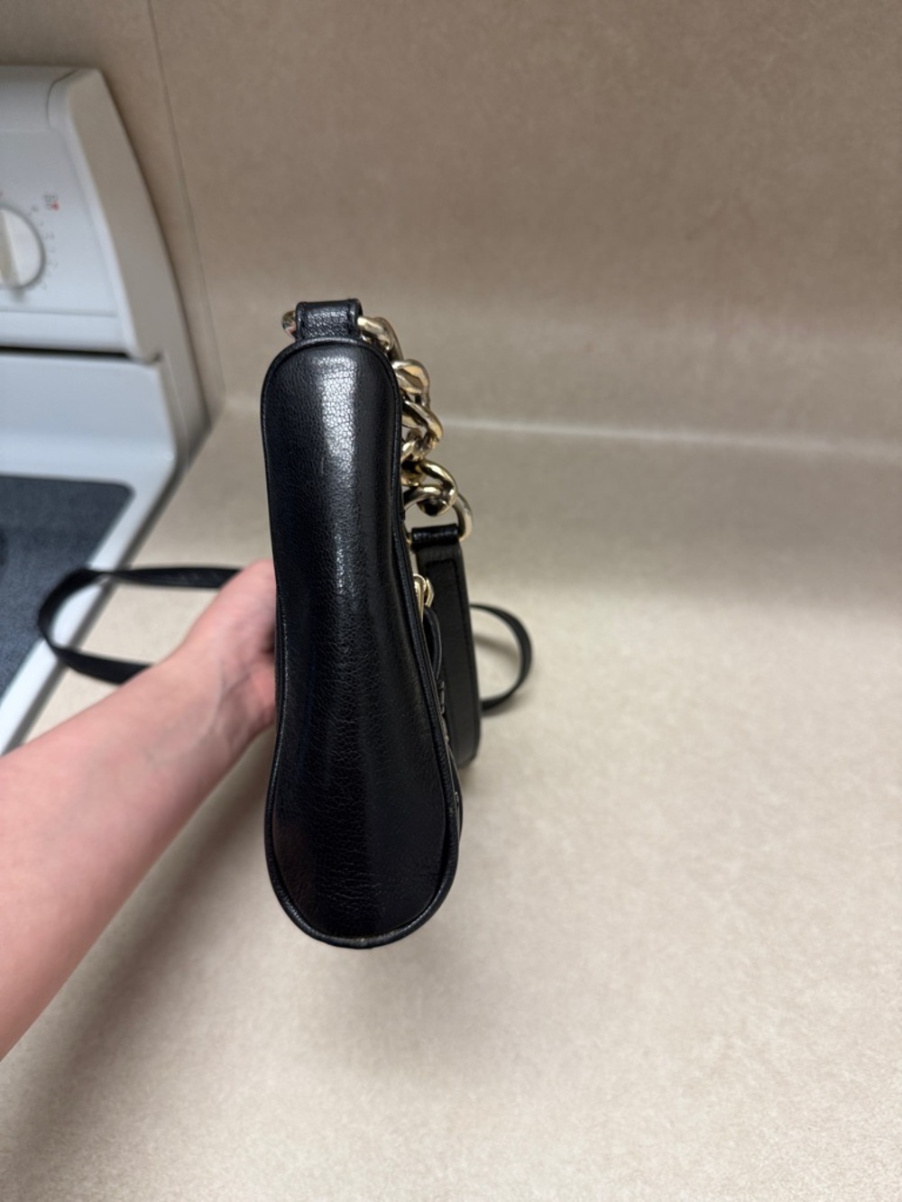 MICHAEL Michael Kors Black Leather Shoulder Bag with Gold Hardware - Picture 6 of 11